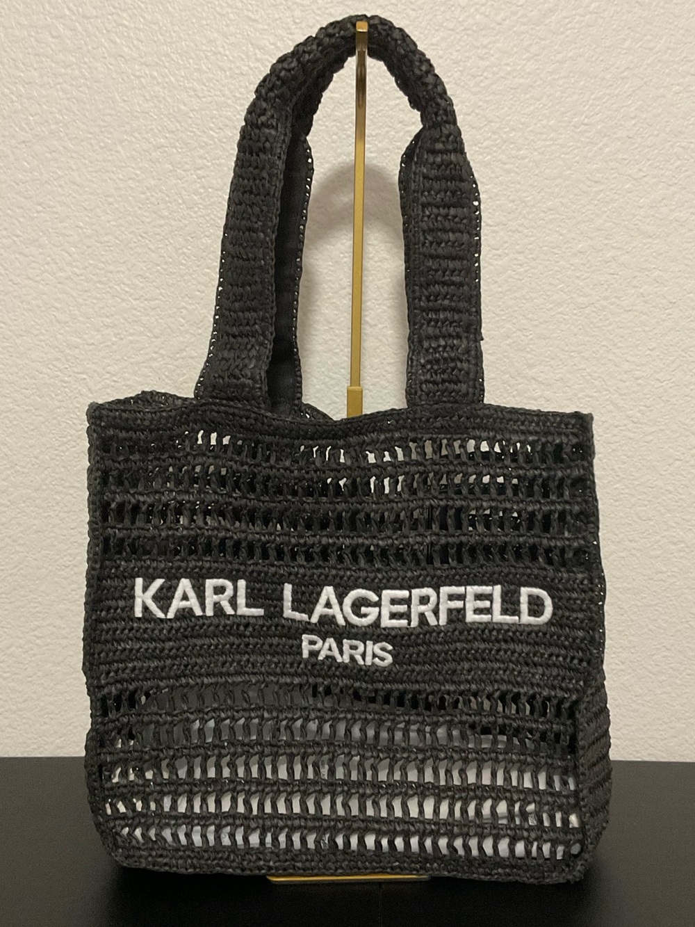 Karl Lagerfeld ANTIBES STRAW TOTE Black